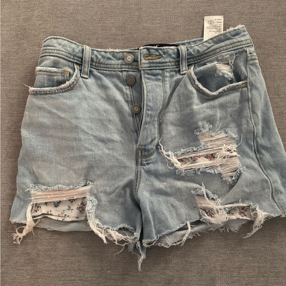 Hollister Blue Jean Shorts Distressed High-Waisted
